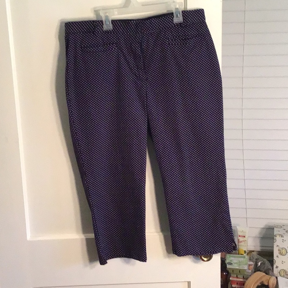 Navy with white polkadots capris.